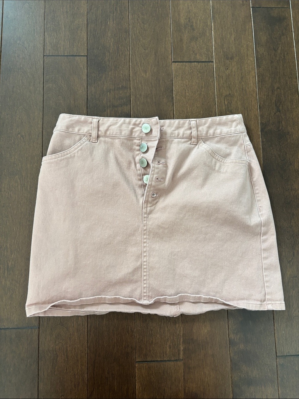 High-Rise Pink Button-Front Mini Skirt